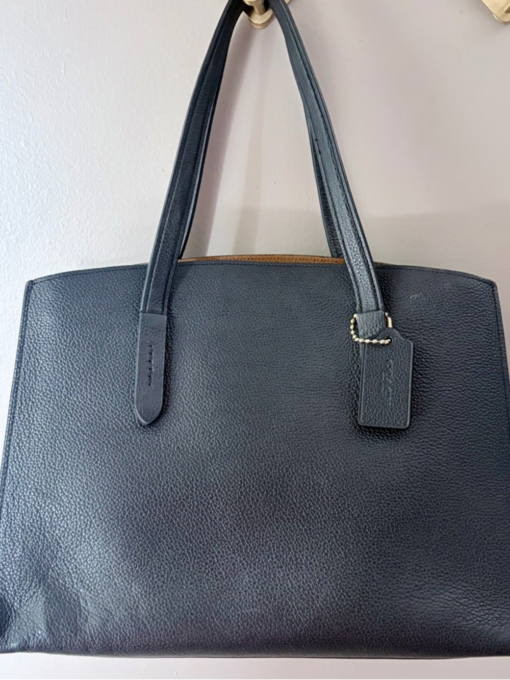 Coach Black Polished Pebble Leather Charlie Carryall Tote 25137 - Picture 6 of 13